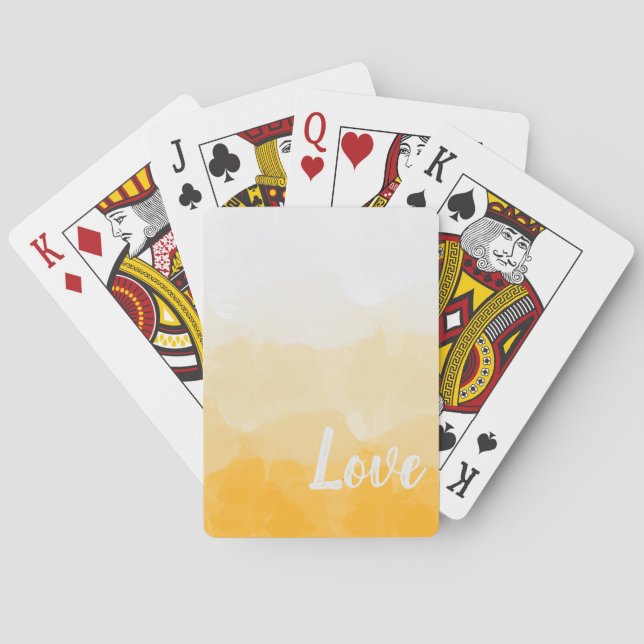 Ombre Saffron and Sunlight Yellow Love Gradient Playing Cards (Back)