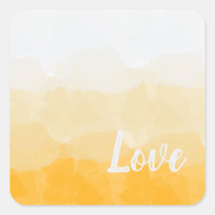 Ombre Saffron and Sunlight Yellow Love Gradient Square Sticker