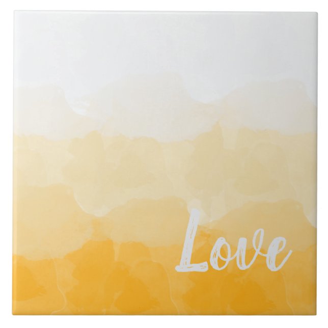 Ombre Saffron and Sunlight Yellow Love Gradient Tile (Front)