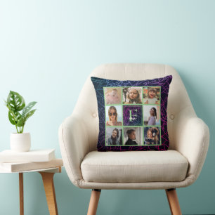 Ombre Sage Photo Collage Throw Pillow