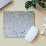 Ombre Silver Glitter Classic Marble Trendy Mouse Pad<br><div class="desc">This design does not contain actual glitter or sequins. It may be personalized in the area provided by changing the photo and/or text. Or it can be customized by clicking Personalize this Template and then choosing the click to customize further option and delete or change the colour of the background,...</div>