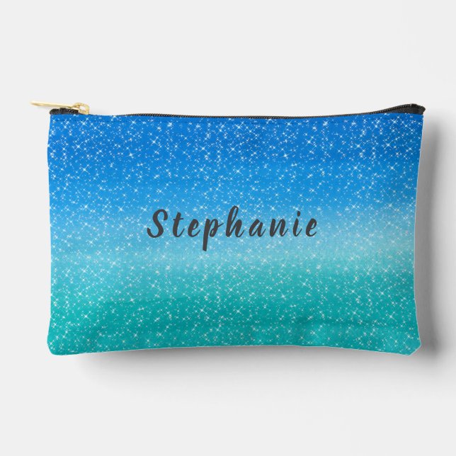 Ombre Sparkles blue and green glitter  Accessory Pouch (Front)