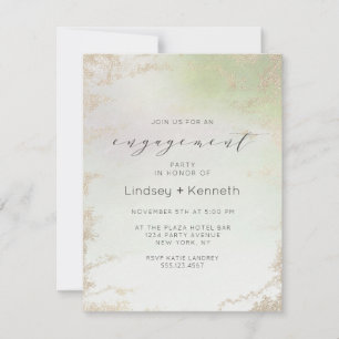 Ombre Spring Green Gold Foil Chic Engagement Party Invitation