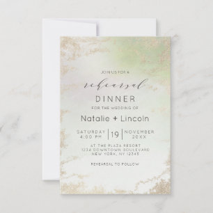 Ombre Spring Green Gold Foil Chic Rehearsal Dinner Invitation