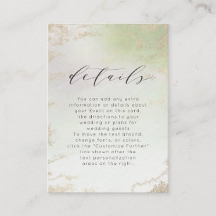 Ombre Spring Green Gold Foil Frost Wedding Details Enclosure Card