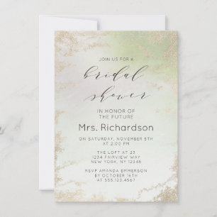 Ombre Spring Green Gold Foil Frosted Bridal Shower Invitation