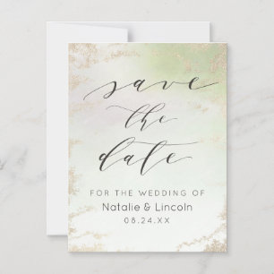 Ombre Spring Green Gold Foil Wedding Save the Date Magnetic Invitation