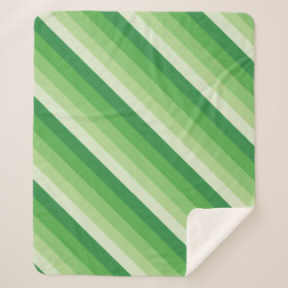 Ombre stripes in diagonal green tones sherpa blanket