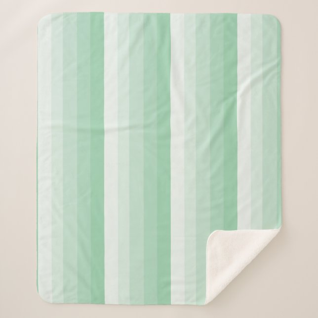 Ombre  stripes in jade green tones sherpa blanket (Front)