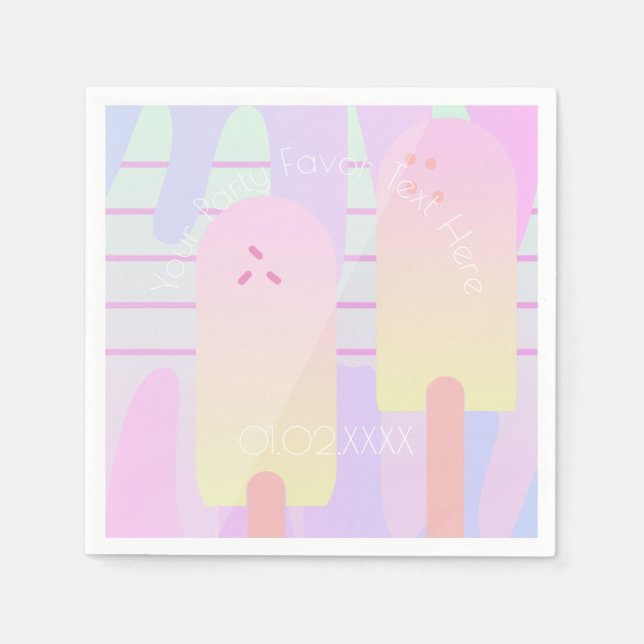 Ombre Summer Fun Ice Pops Napkin (Front)