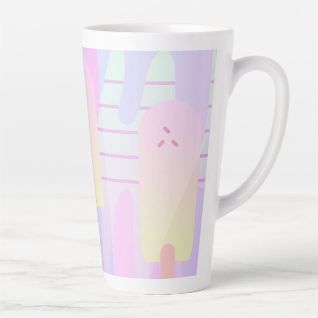 Ombre Summer Ice Cream Pop Stripes Drips Latte Mug (Right)