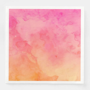Ombre summer pink orange sunset watercolor wash napkin