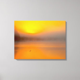 Ombre Sunrise Shining on Two Ducks Nature Photo - Canvas Print