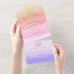 Ombre Sunset Rainbow Elegant CUSTOM BAT MITZVAH All In One Invitation<br><div class="desc">Perfect simple and elegant bar or bat mitzvah invitation! Hand made art in the background for you! FULLY CUSTOMIZABLE! Click on “Personalize” above to edit the text. Click "edit using design tool" to adjust the fonts, colours and placements. Be sure to add your return address to the back side in...</div>
