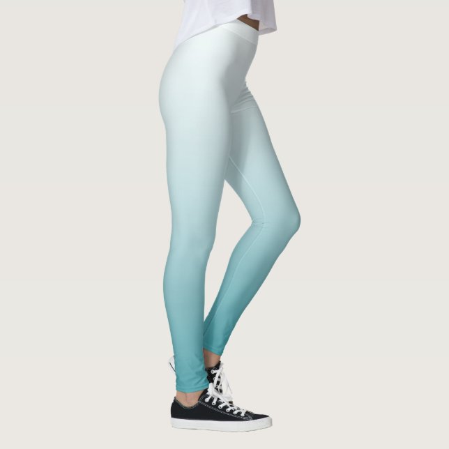 Ombre Teal and Mint Abstract Design Leggings (Right)