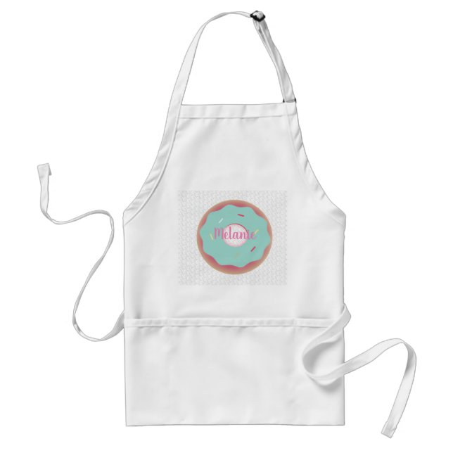 Ombre Teal Bakery Doughnuts Custom Name Standard Apron (Front)