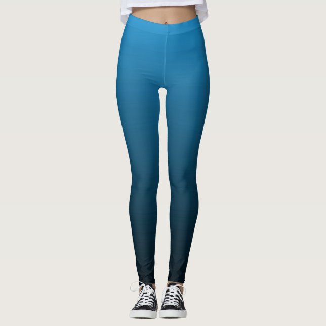 Ombre teal blue colour block leggings (Front)
