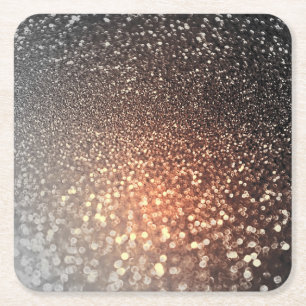 Ombre terracotta copper sparkle shiny glitter square paper coaster