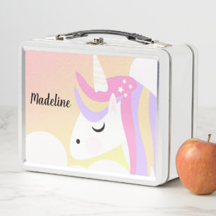 Ombre Unicorn Colourful Magical Horse Name Metal Lunch Box
