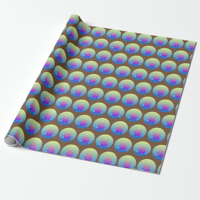 Ombre unicorn with word gratitude wrapping paper (Unrolled)