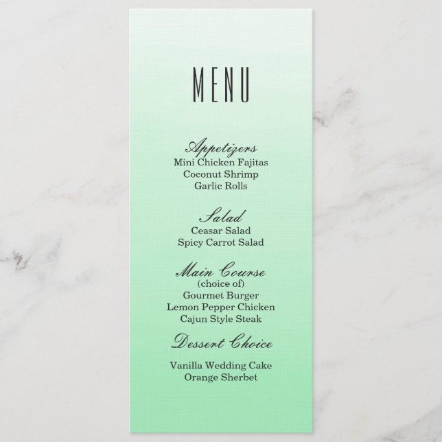Ombre verte à la menthe | Menu Dîner mariage (Devant)