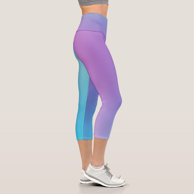 Ombre violet coloré Design Capri Leggings (Droite)