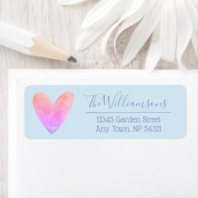 Ombre Watercolor Heart on Pale Blue (Insitu)