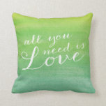Ombre Watercolor Love Throw Pillow / Lime Emerald<br><div class="desc">Ombre Watercolor Love Throw Pillow / Lime Emerald</div>
