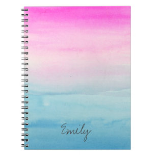 Ombre Watercolor Pink and Blue Notebook
