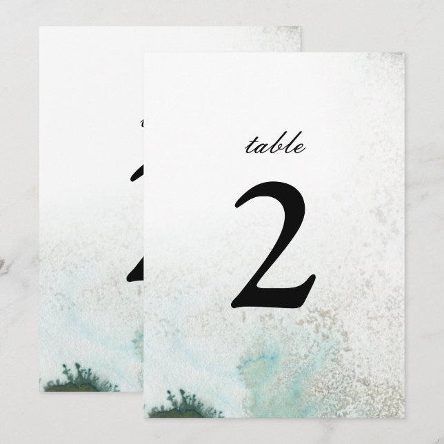Ombre Watercolor Table Number | GREEN (Front/Back)