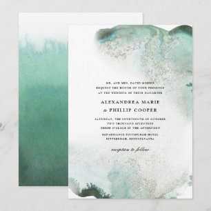 Ombre Watercolor Wedding Invitation Suite GREEN