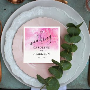 Ombre Watercolor Wedding Paper Napkins - Pink