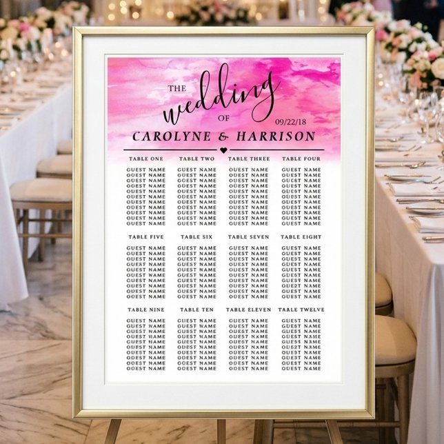 Ombre Watercolor Wedding Seating Chart - Pink (Creator Uploaded)