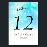 Ombre Watercolor Wedding Table Number Cards - Blue<br><div class="desc">Celebrate in style with these trendy wedding table number cards. This design is easy to personalize with your special event wording and your guests will be thrilled when they see these fabulous table numbers. *** HOW TO ORDER *** Please customize and add each table number card to your cart, one...</div>