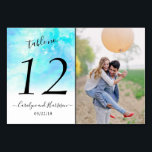 Ombre Watercolor Wedding Table Number Cards - Blue<br><div class="desc">Celebrate in style with these trendy wedding table number cards. This design is easy to personalize with your special event wording and your guests will be thrilled when they see these fabulous table numbers. *** HOW TO ORDER *** Please customize and add each table number card to your cart, one...</div>