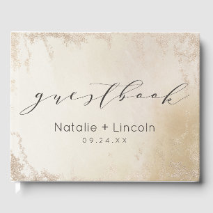 Ombre Yellow Gold Frosted Foil Watercolor Wedding Guest Book