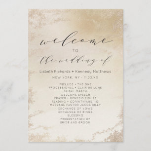 Ombre Yellow Gold Frosted Foil Wedding Ceremony Program