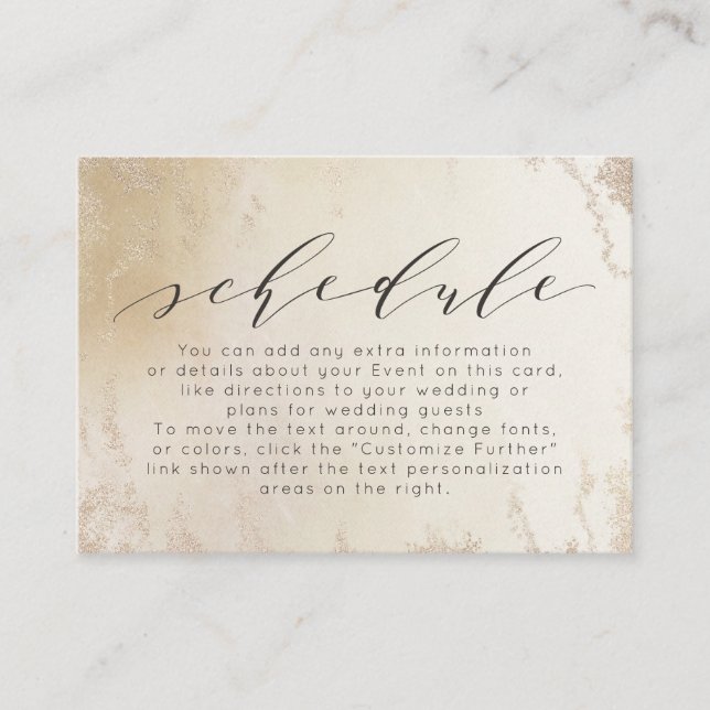 Ombre Yellow Gold Frosted Foil Wedding Schedule Enclosure Card (Front)