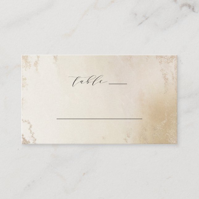 Ombre Yellow Gold Frosted Wedding Table Number Place Card (Front)
