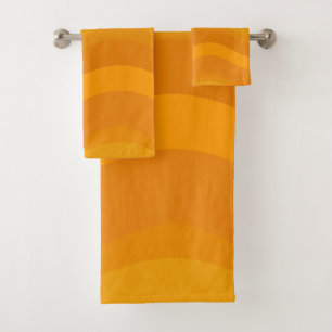 Ombre Yellow Gradient Wavy Lines Geometric Artwork Bath Towel Set
