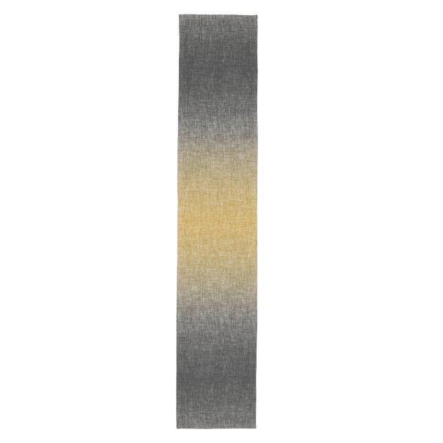 Ombre Yellow Grey Modern Crosshatch Abstract Medium Table Runner (Front)
