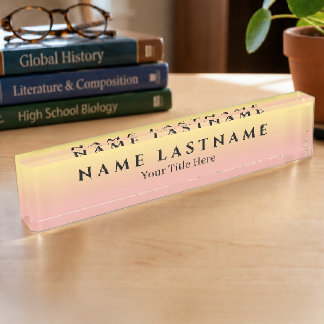 Ombré Yellow Pink Nameplate