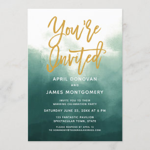 Ombre You're Invited Brush Typography Wedding Invitation