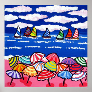 Ombrelles de plage Affiche d'art folklorique amusa