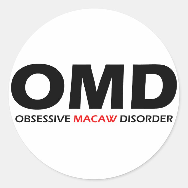OMD - Obsessive Macaw Disorder Classic Round Sticker (Front)