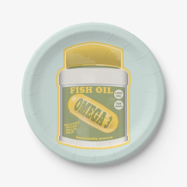 Omega 3 fish oil paper plate (Front)