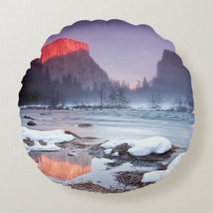 Omega Red Round Pillow