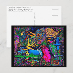 Omen Birds Postmodern Colourful Santa Fe Outsider Postcard