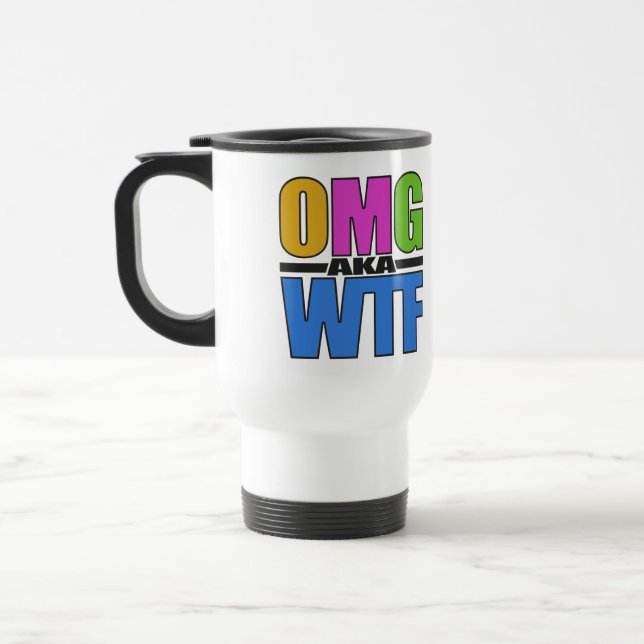 OMG aka WTF mug - choose style & colour (Left)