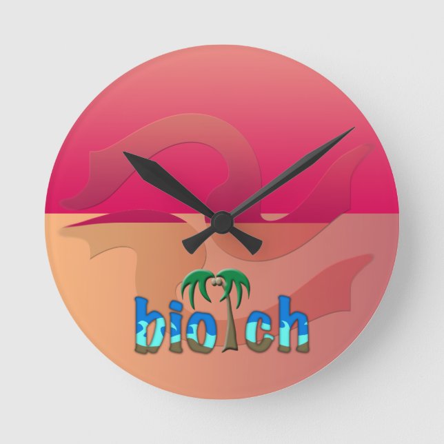OMG! biotch Round Clock (Front)